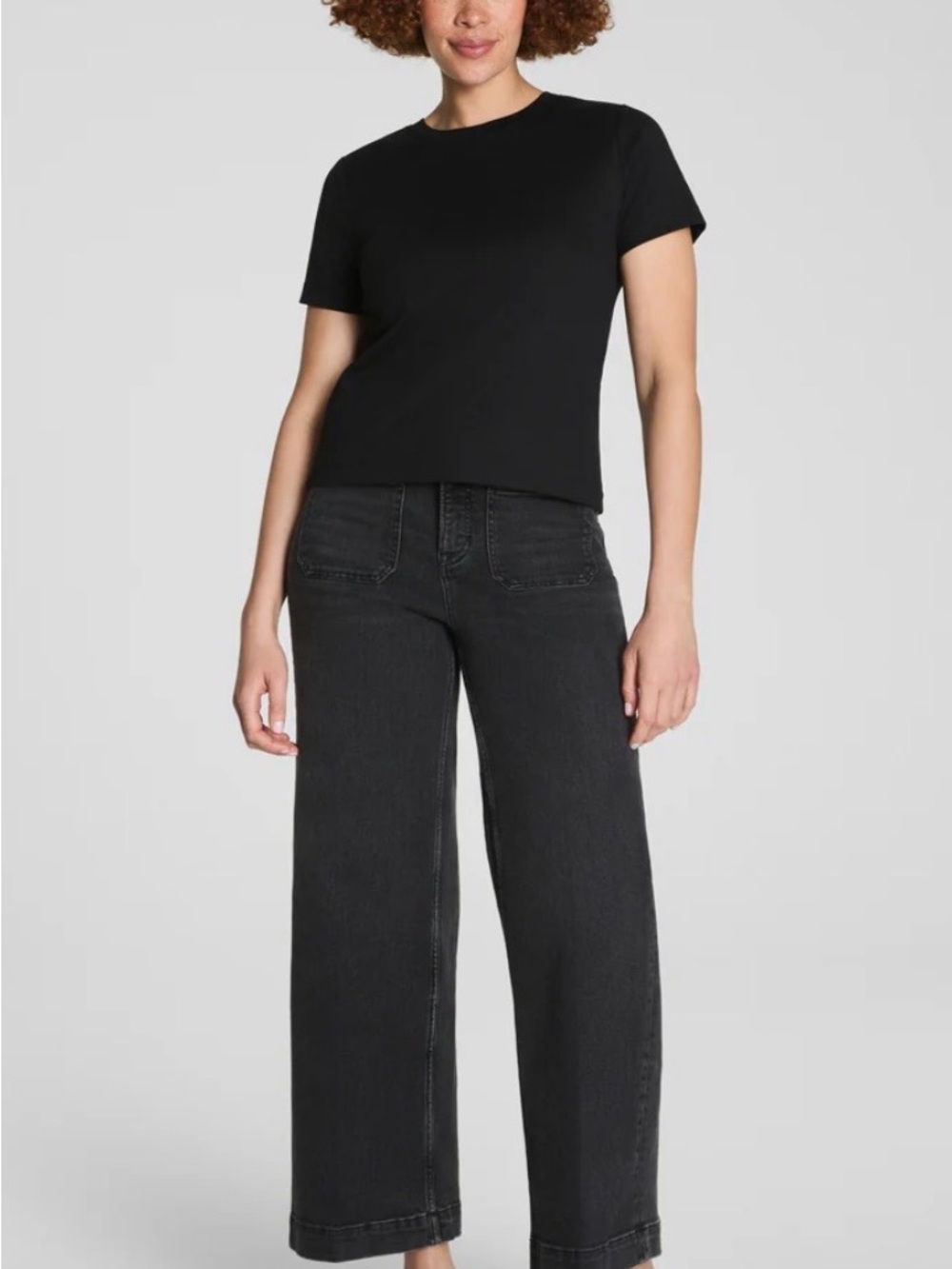 SPANX Black Wide-Leg High-Rise Jeans